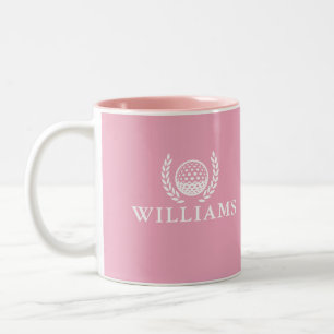 Classic Elegant Pink Personalised Name Monogram Two-Tone Coffee Mug
