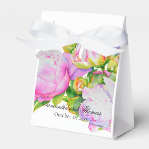Classic elegant pink white peony floral watercolor favour box