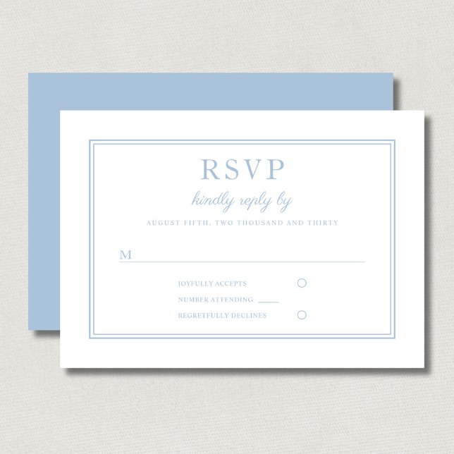 Classic Elegant Powder Blue Script Wedding RSVP Card (Classic Elegant Powder Blue Script Wedding RSVP Card)