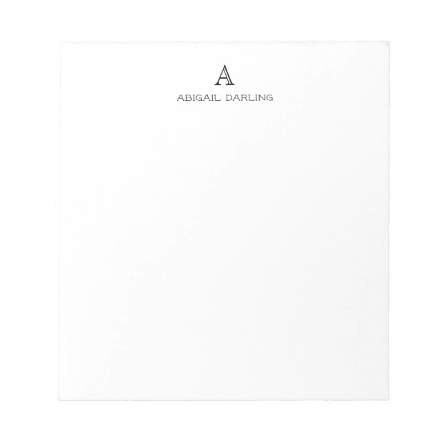 Classic Elegant Professional Monogram Notepad (Front)