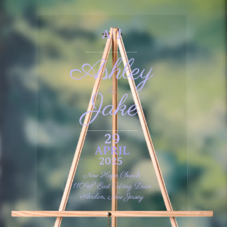 Classic Elegant Purple Wedding Invitation Card Acrylic Sign