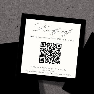 Classic elegant QR RSVP ivory wedding mini Enclosure Card