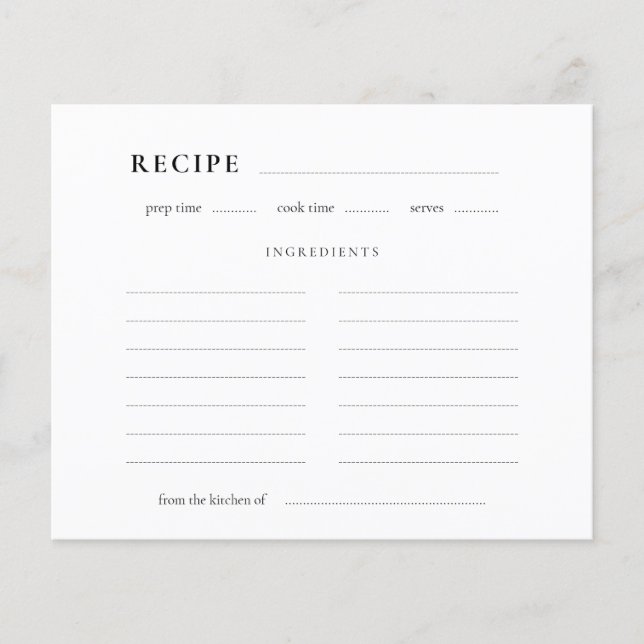 Classic Elegant Recipe Card (Front)