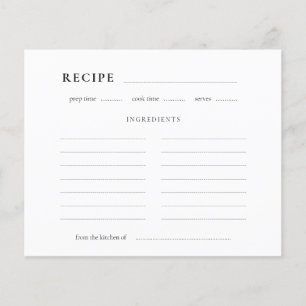 Classic Elegant Recipe Card