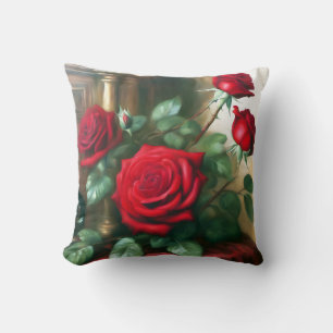 Classic Elegant Red Roses Art Cushion