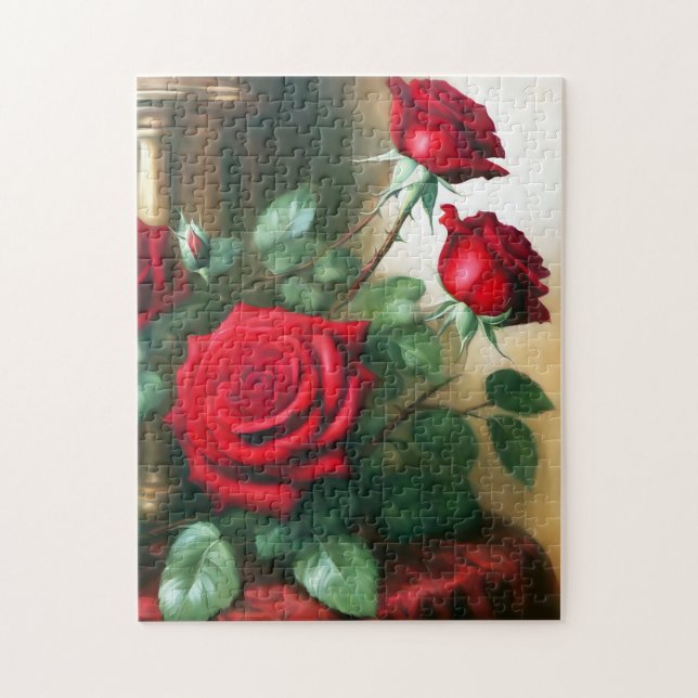 Classic Elegant Red Roses Art Jigsaw Puzzle (Vertical)