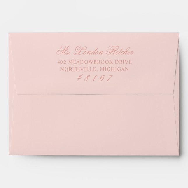 Classic Elegant Rose Gold Blush Wedding RSVP Envelope (Back (Top Flap))