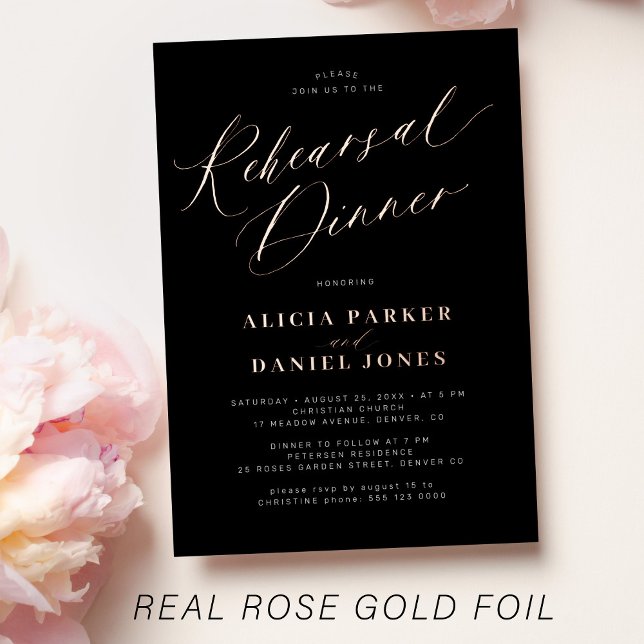 Classic elegant rose gold foil rehearsal dinner (Creator Uploaded)