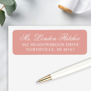 Classic Elegant Rose Gold Script Wedding Return Address Label
