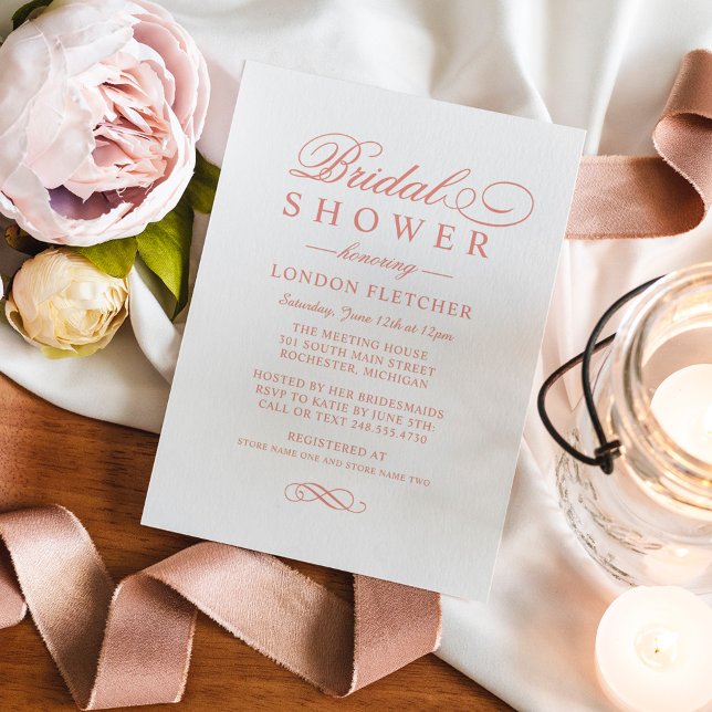 Classic Elegant Rose Gold Wedding Bridal Shower Invitation (Creator Uploaded)
