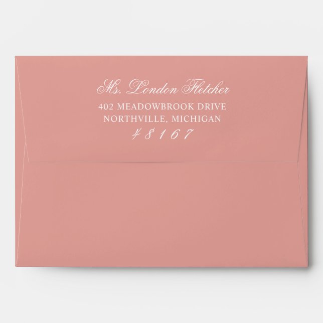 Classic Elegant Rose Gold Wedding Envelope (Back (Top Flap))