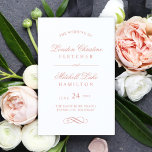 Classic Elegant Rose Gold Wedding Programs<br><div class="desc">Formal rose gold wedding ceremony program design features beautiful typography that combines a traditional flourished calligraphy script with classic block lettering on a clean white background. Includes a decorative scroll design accent. The custom text can be fully personalised for your wedding day. Note, these folded sheet programs arrive flat and...</div>