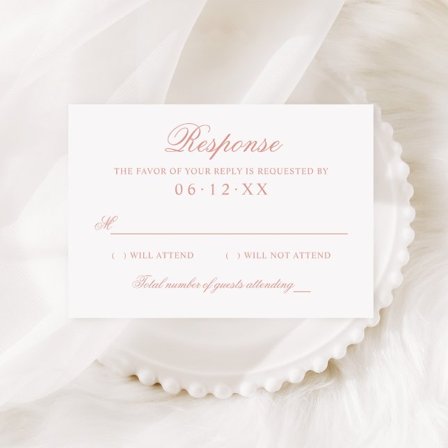 Classic Elegant Rose Gold Wedding RSVP Card (Creator Uploaded)