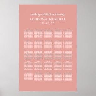 Classic Elegant Rose Gold Wedding Seating Poster
