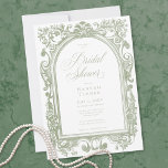 Classic Elegant Sage Arch Floral Bridal Shower Invitation<br><div class="desc">Announce your special day with an elegant traditional bridal shower invitation invitation featuring a detailed,  vintage-style engraving arched frame border of florals in soft sage green. Perfect for a formal or casual affair with a classic,  timeless aesthetic. This refined design offers an opulent look. Created by Simply Farmhouse Press.</div>