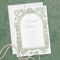 Classic Elegant Sage Arch Floral Bridal Shower