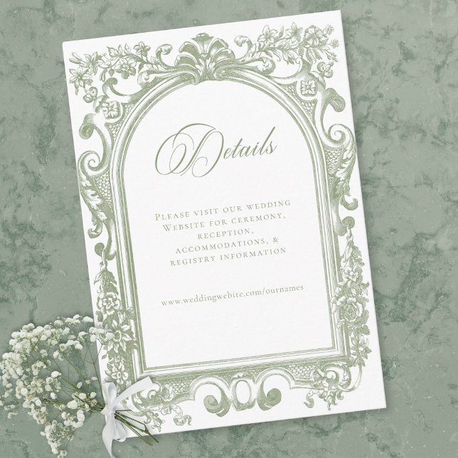 Classic Elegant Sage Arch Floral Frame Wedding Enclosure Card (Classic Elegant Sage Arch Floral Frame Wedding Enclosure Card)
