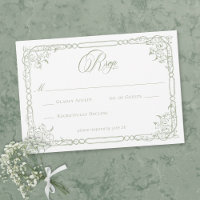 Classic Elegant Sage Green Floral Frame Wedding