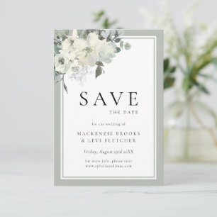 Classic Elegant Sage Green Floral Save The Date
