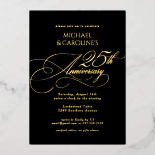 Classic Elegant Script 25th Wedding Anniversary