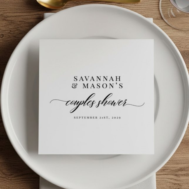 Classic Elegant Script Couples Bridal Shower Napkin (Creator Uploaded)