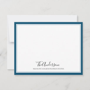 Classic Elegant Script Family Navy Square Border Card