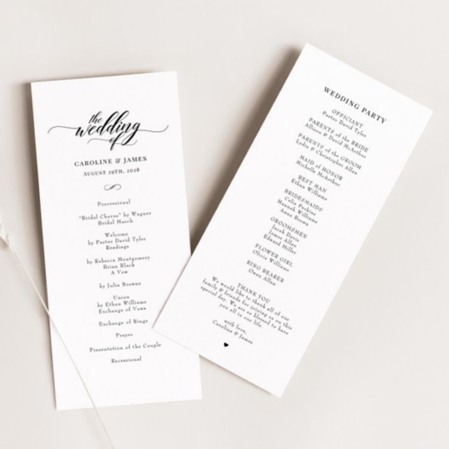 Classic Elegant Script Front Back Wedding Program (Creator Uploaded)