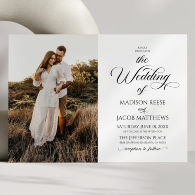 Classic Elegant Script Minimalist Picture Wedding Invitation (Creator Uploaded)