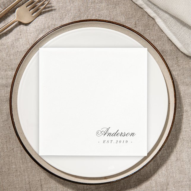 Classic Elegant Script Personalized Name Wedding Napkin (Creator Uploaded)