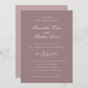 Classic Elegant Script Purple Mauve Wedding Invitation