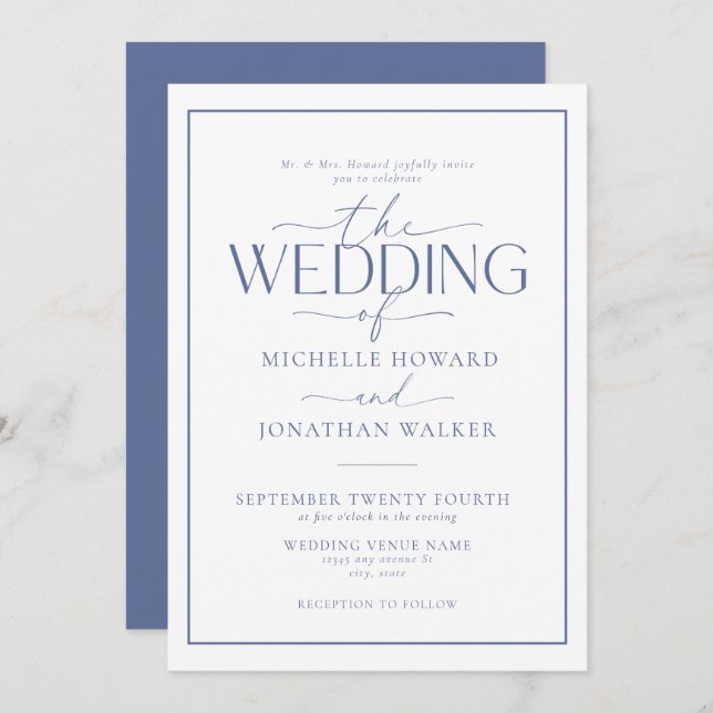 Classic Elegant Script QR Code Wedding Invitation (Front/Back)