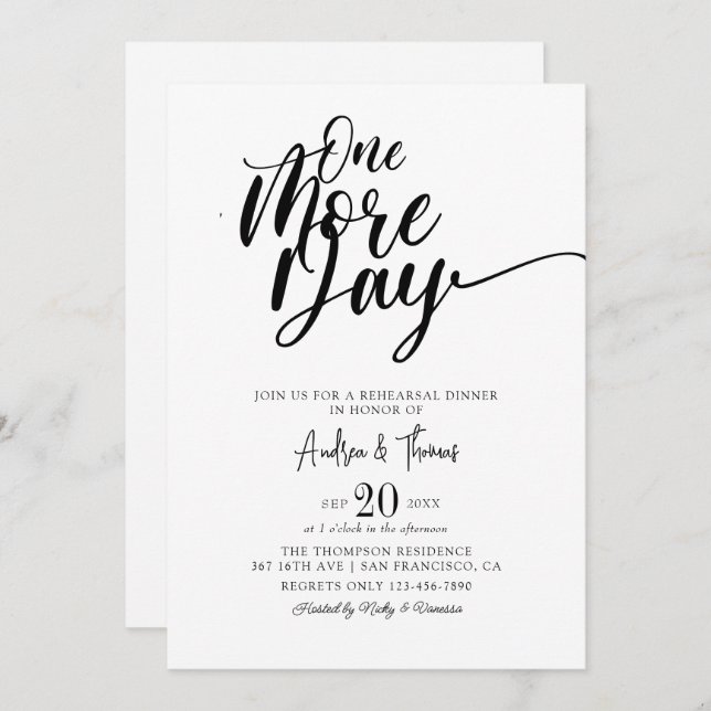 Classic Elegant Script Rehearsal Dinner Invitation (Front/Back)