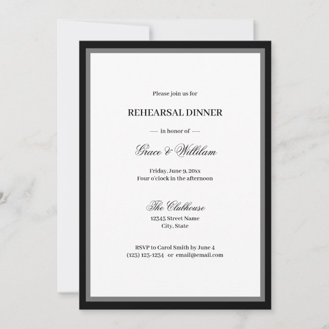 Classic Elegant Script Rehearsal Dinner Invitation (Front)