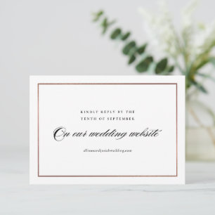 Classic Elegant Script Rose Gold Wedding Website RSVP Card