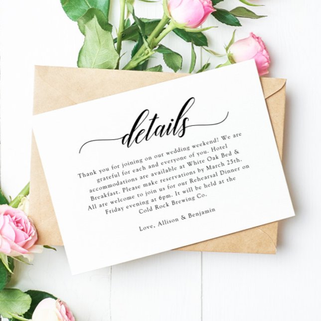 Classic Elegant Script Wedding Details Card (Creator Uploaded)