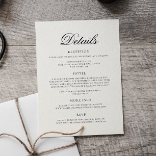 Classic Elegant Script Wedding Details Enclosure Card