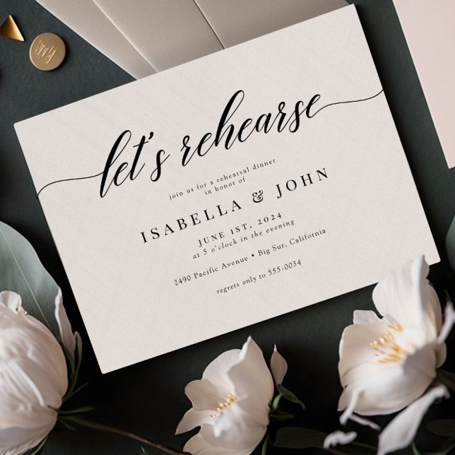 Classic Elegant Script Wedding Rehearsal Dinner Invitation (Creator Uploaded)