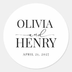 Classic Elegant Script Wedding Rehearsal Dinner Round Sticker