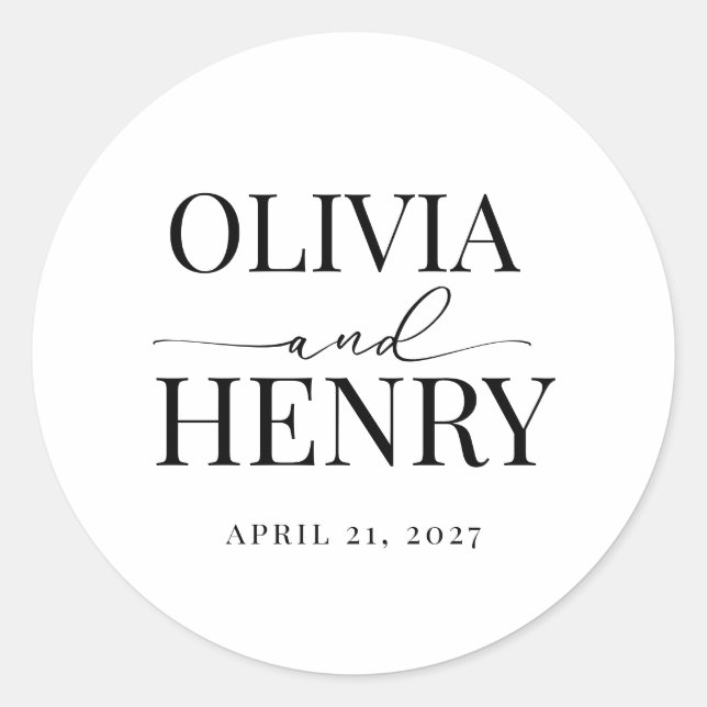 Classic Elegant Script Wedding Rehearsal Dinner Round Sticker (Front)