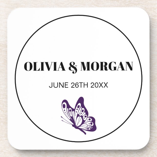 Classic Elegant Script Wedding Rehearsal Paper Coaster (Front)