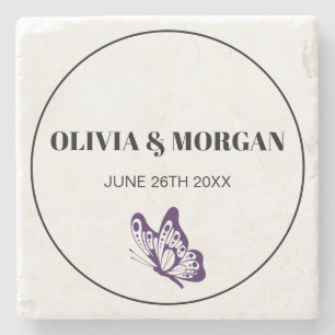 Classic Elegant Script Wedding Rehearsal Paper Stone Coaster