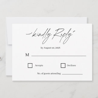 Classic Elegant Script Wedding RSVP Card