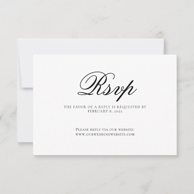 Classic Elegant Script Wedding RSVP Card (Front)