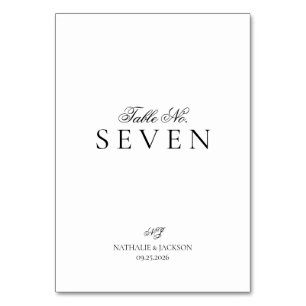 Classic Elegant Script Wedding Table Number