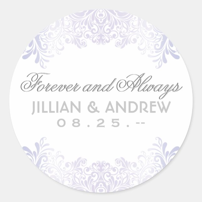 Classic Elegant Silver Monogram Favour Classic Round Sticker (Front)