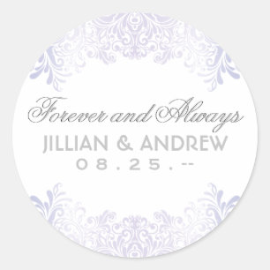 Classic Elegant Silver Monogram Favour Round Sticker