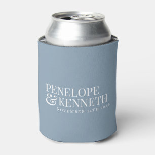 Classic Elegant Simple Custom Wedding Dusty Blue Can Cooler