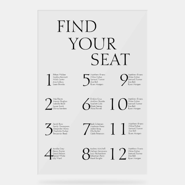 Classic Elegant Simple Modern Acrylic Sign (Front)