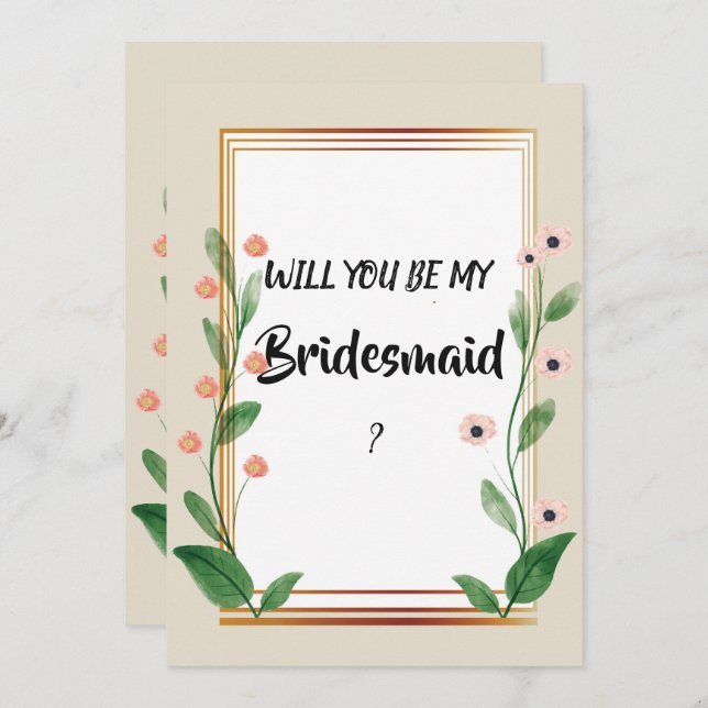 Classic & Elegant Sophisticated   Bridesmaid Invitation (Front/Back)