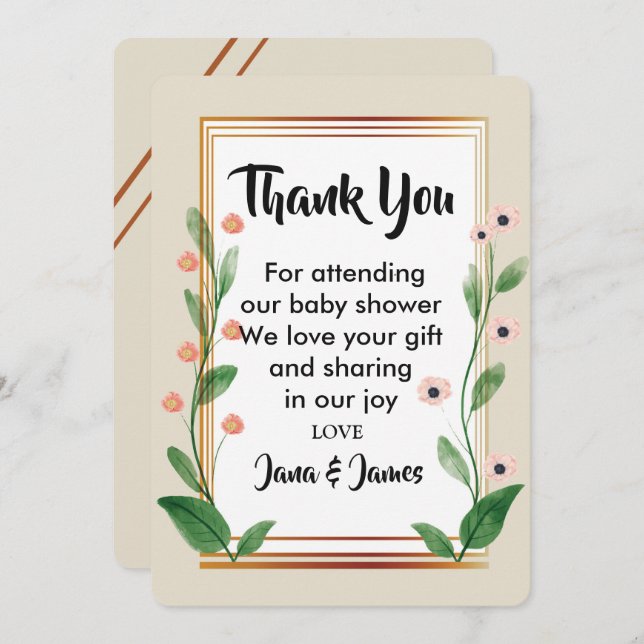 Classic & Elegant Sophisticated   thank you Invitation (Front/Back)